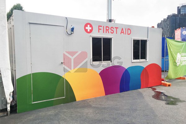 Office Container as First Aid Booth